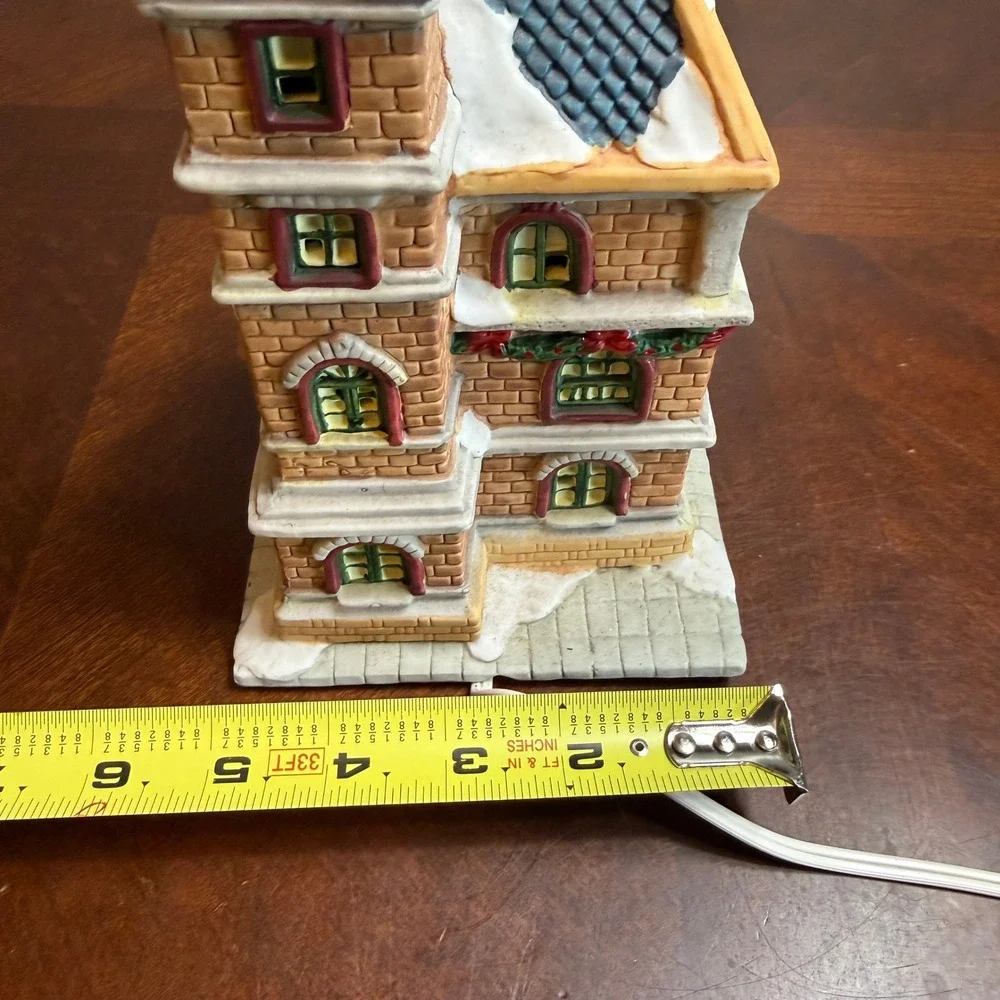 Vintage 90s Porcelain Christmas‎ Village House Lighted Victorian Brick Tower